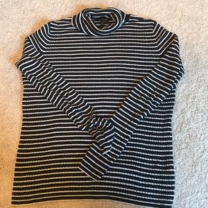 Talbots black and white stripe cotton turtleneck.